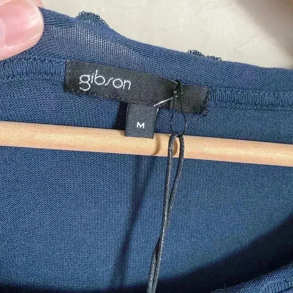 Gibson Ruffled Edge Raglan Pullover Navy - Picture 6 of 9
